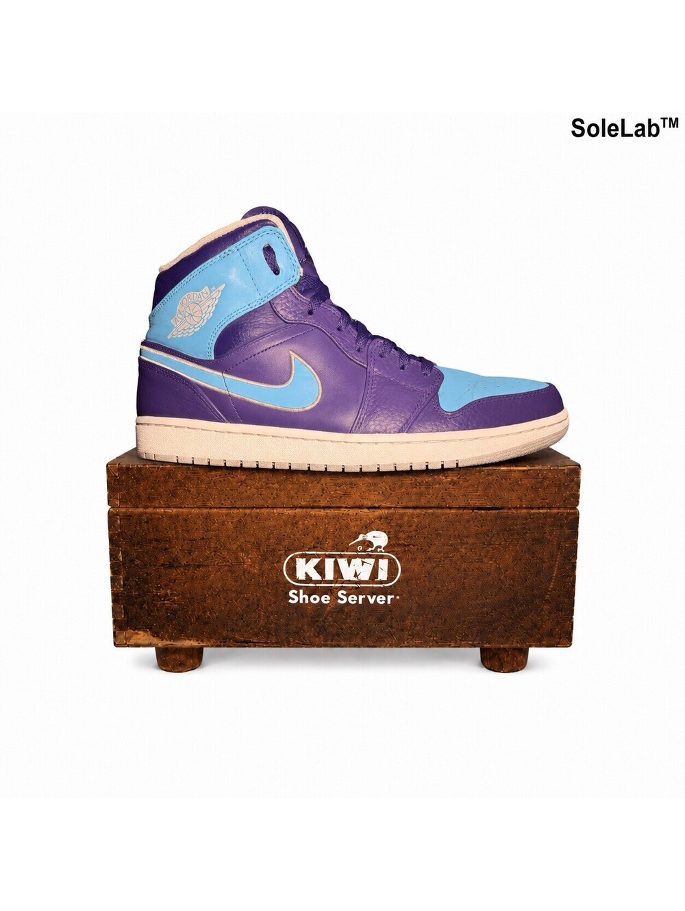 Air Jordan 1 Mid Hornets Court Purple Gamma Blue Men’s 11.5 554724-507 Rare